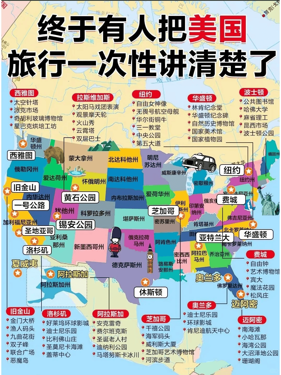 最新美国地图各州分布图2024,美国各州地图中文版,高清无水印